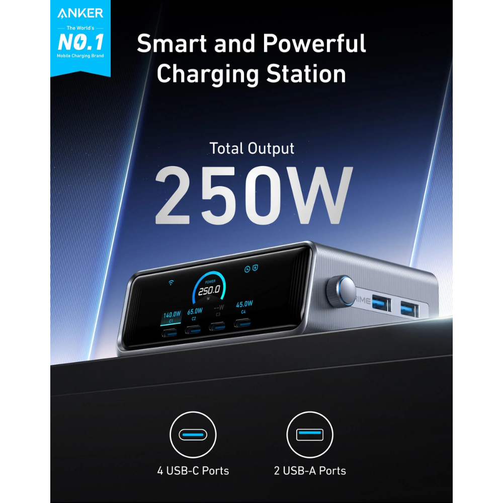 Anker Prime Charger (250W, 6 Ports, GaNPrime) - A2345241