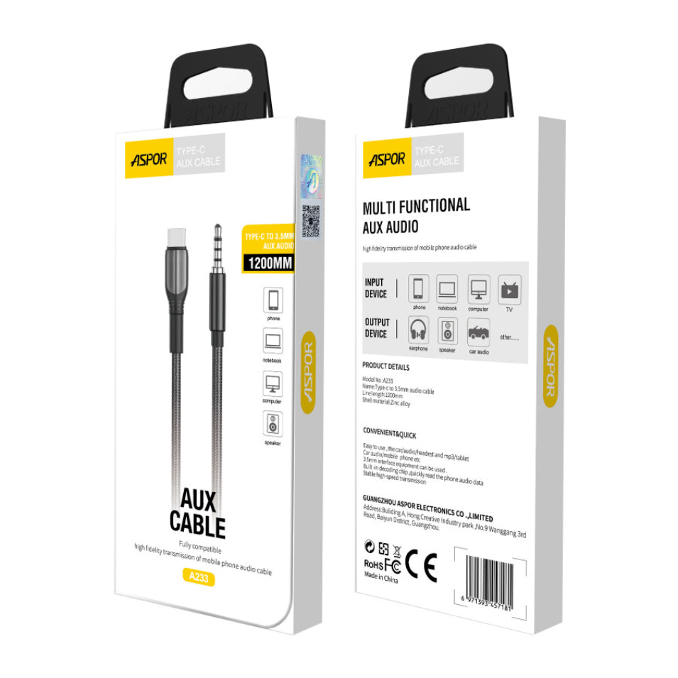 ASPOR A232 3.5MM USB C / Lightning to AUX Cable
