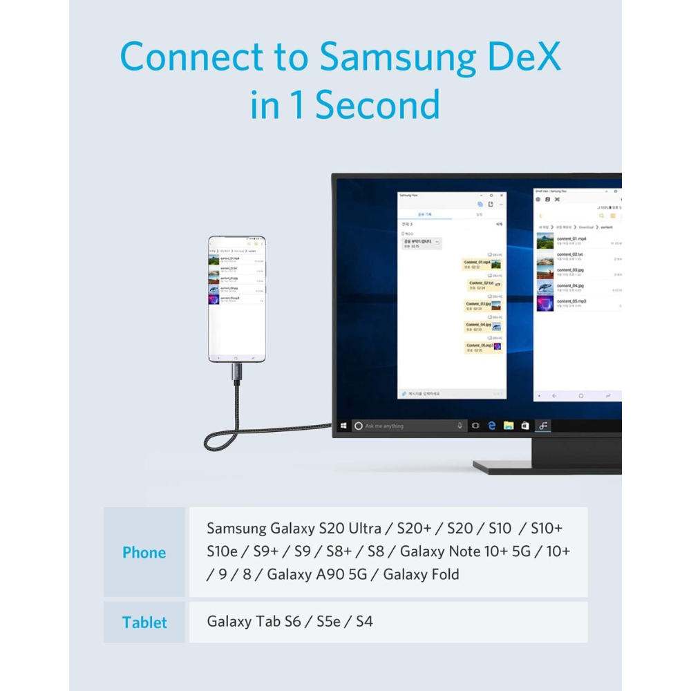 Anker 311 USB-C to HDMI Nylon Braided Cable (A8730H11) - 1.8m