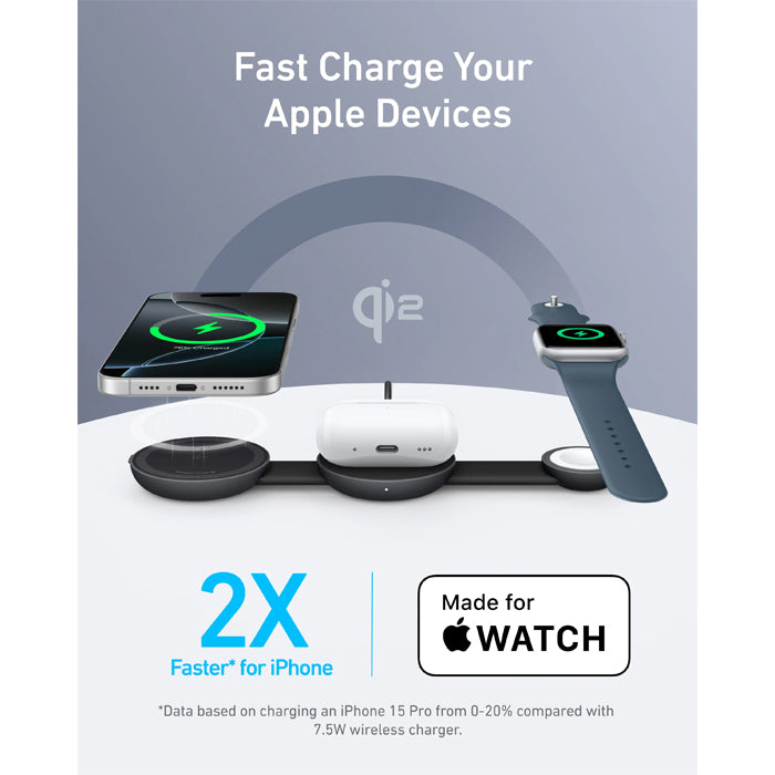 Anker MagGo Wireless Charging Station 3-in-1 Qi2 Charger