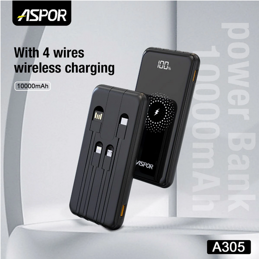 ASPOR A305 10000mAh Wireless Charging PowerBank