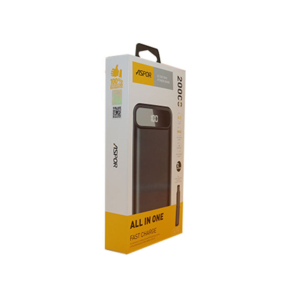 Aspor 20000mAh Power Bank With PD Charging (A396)