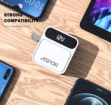 ASPOR A835 PD Home Charger with LED Digital Display (Adapter)
