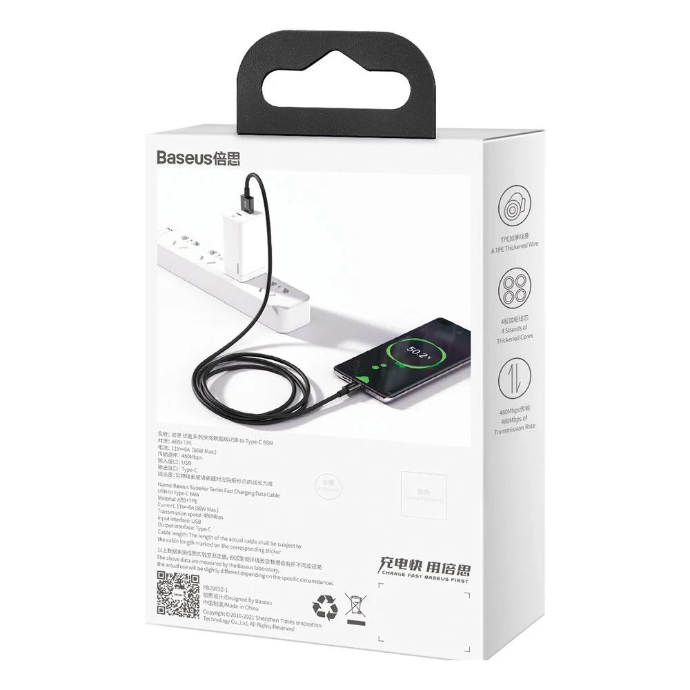 Baseus Superior Series Fast Charging Data Cable - 66W (USB-A to USB-C)