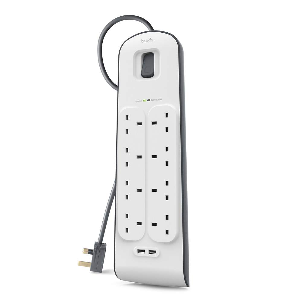 Belkin Power Extension 8-outlet Surge Protection Strip with 2.4 Amp USB Charging Sri Lanka SimplyTek