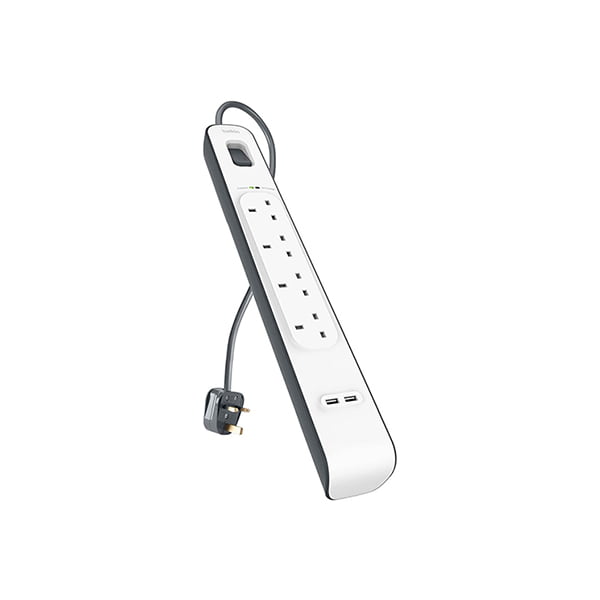 Belkin 4 port 2M Surge Protection Strip with 2 USB Ports