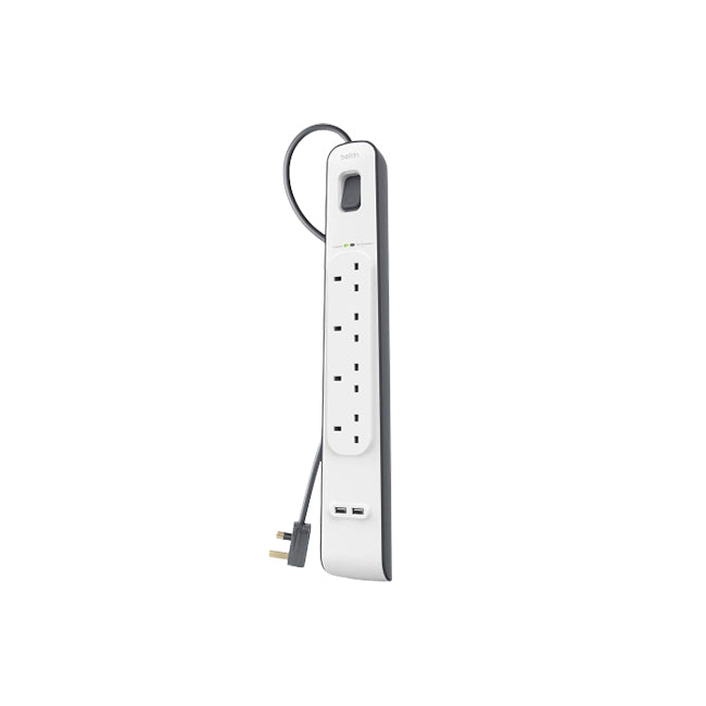 Belkin 4 port 2M Surge Protection Strip with 2 USB Ports
