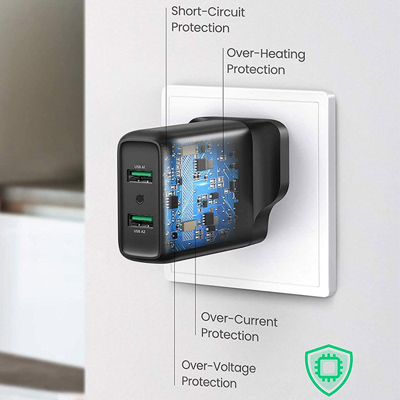 UGREEN 36W QC 3.0 USB Fast Charger UK - 70164 Sri Lanka SimplyTek