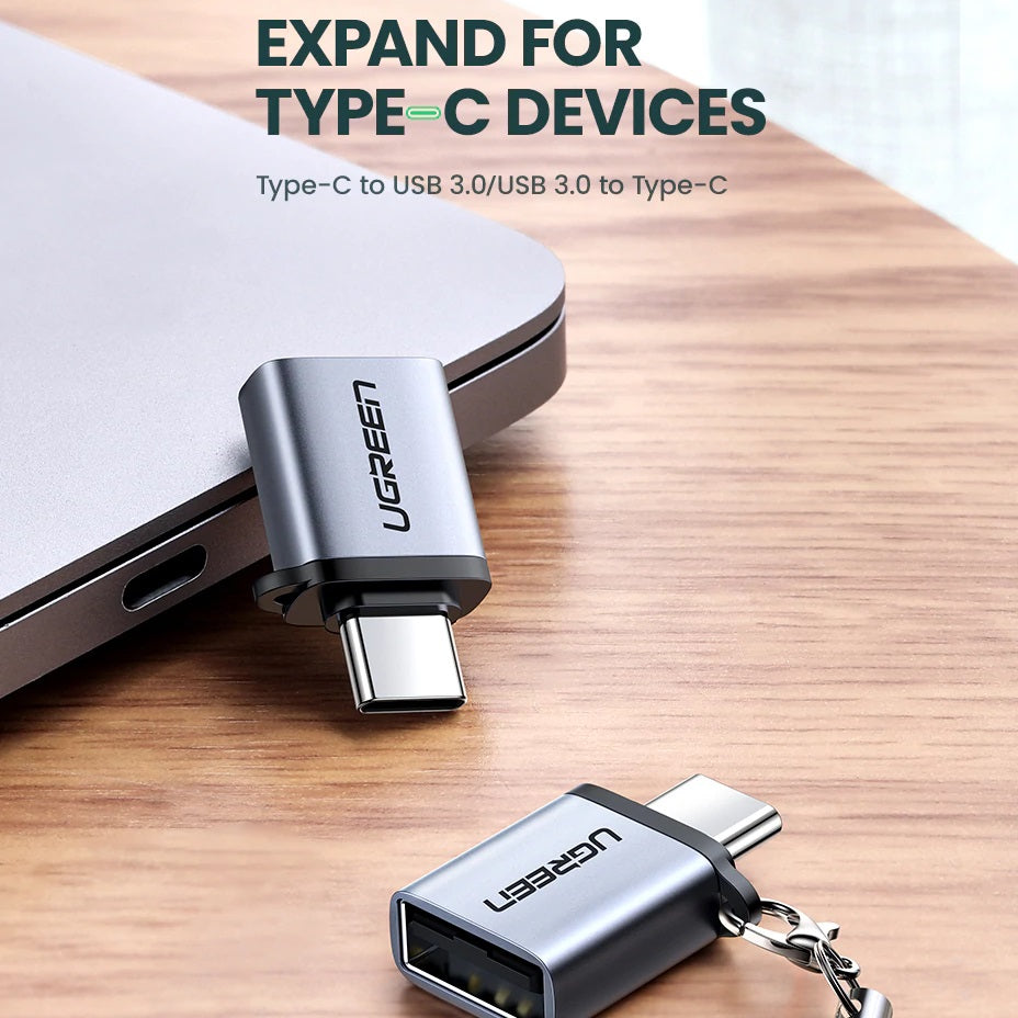 UGREEN Type C to USB 3.0 A Adapter Cable with Lanyard (Space Gray) 50283