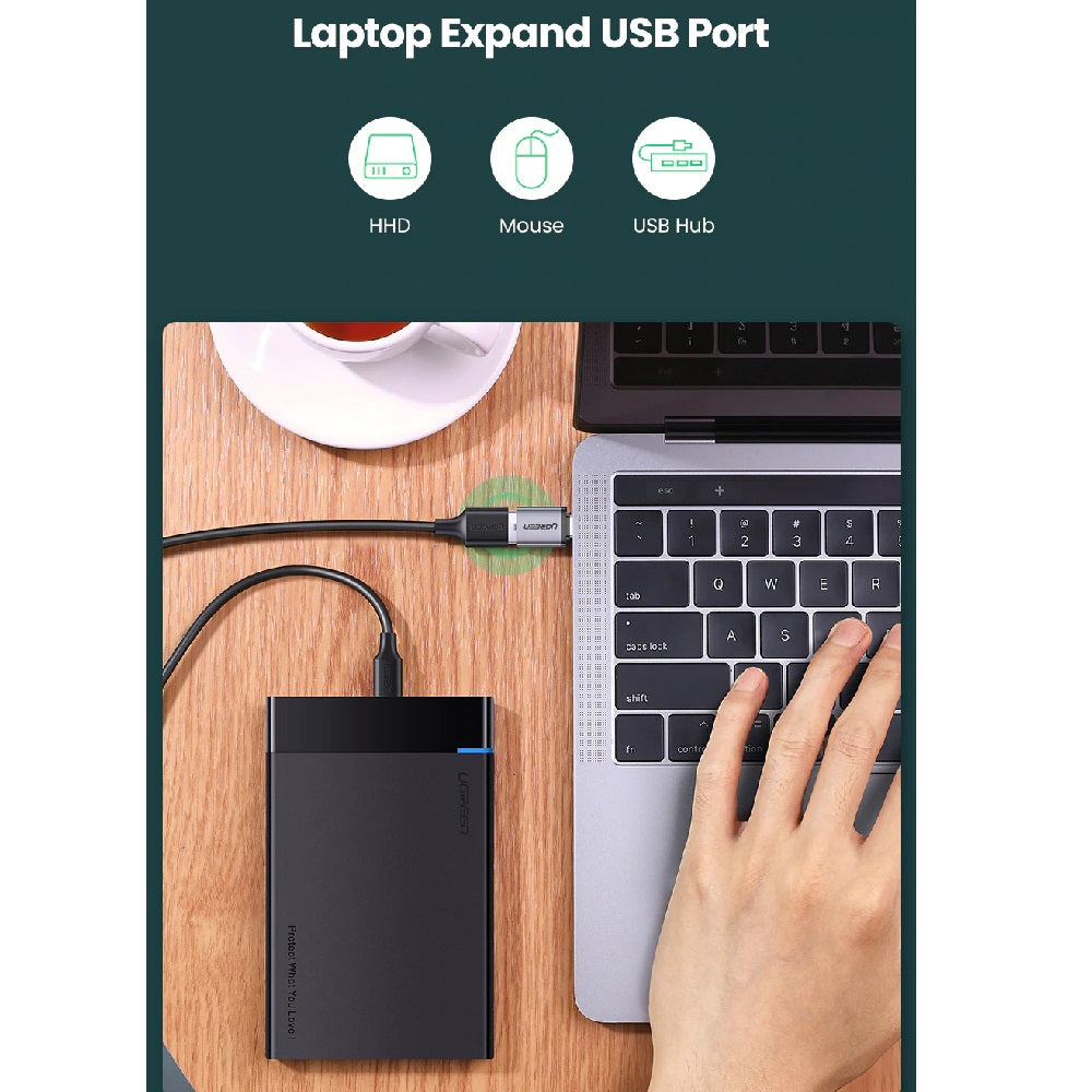 UGREEN Type C to USB 3.0 A Adapter Cable with Lanyard (Space Gray) 50283