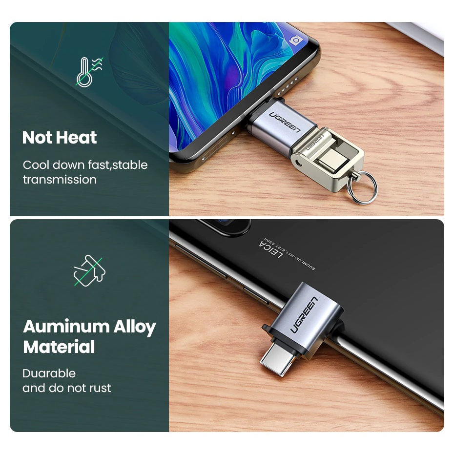 UGREEN Type C to USB 3.0 A Adapter Cable with Lanyard (Space Gray) 50283