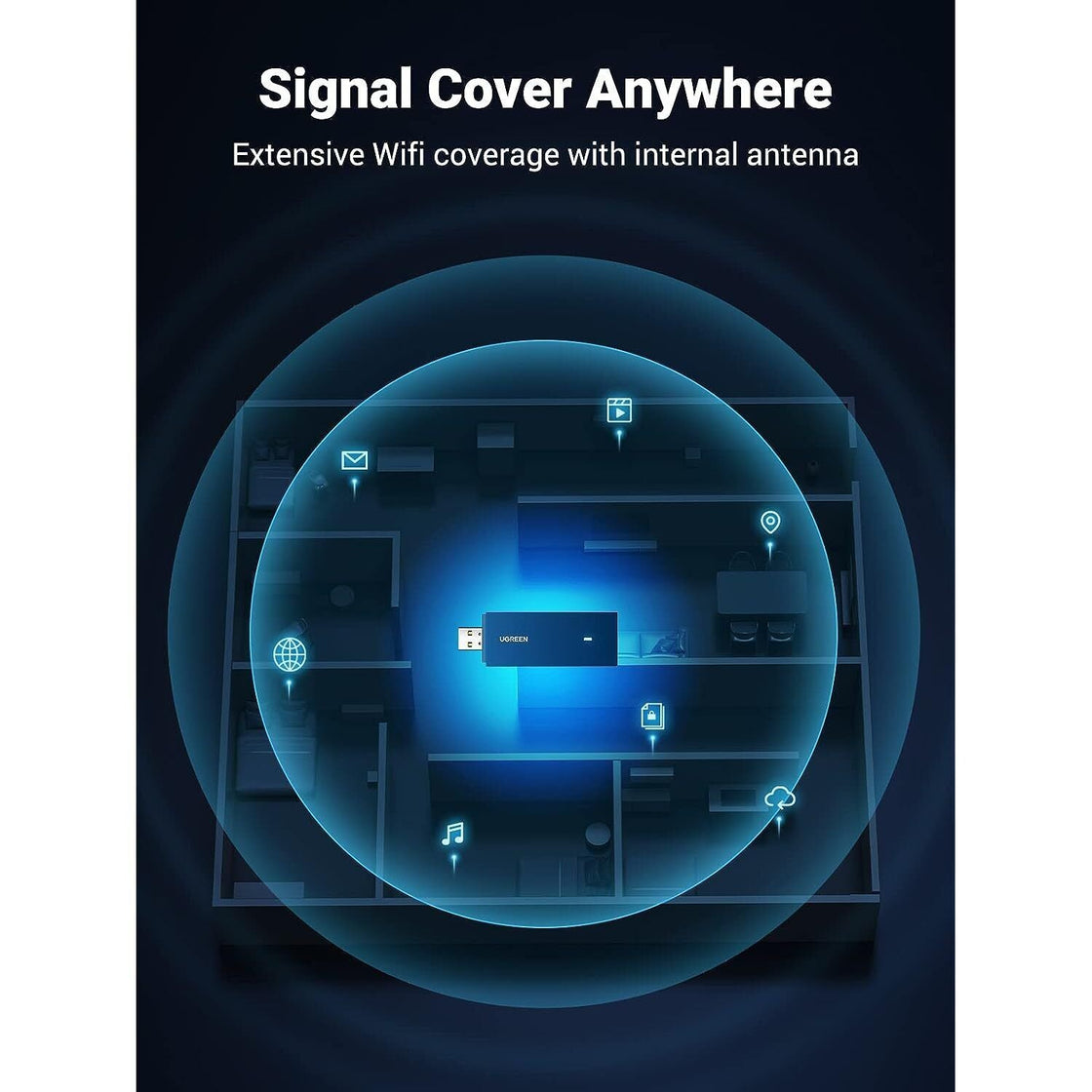 UGREEN  AX1800 Dual-Band Wireless Adapter (Wi-Fi 6) 90340