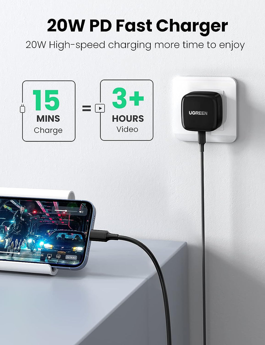 UGREEN PD20W Fast Charger Black UK 50339 (Adapter)