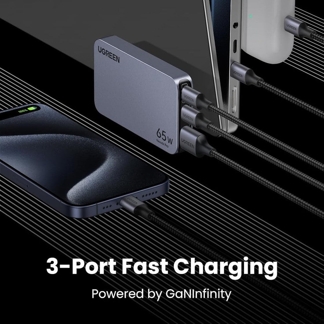 UGREEN Nexode Pro 65W 3-Port GaN Ultra-Slim Fast Charger (25356)