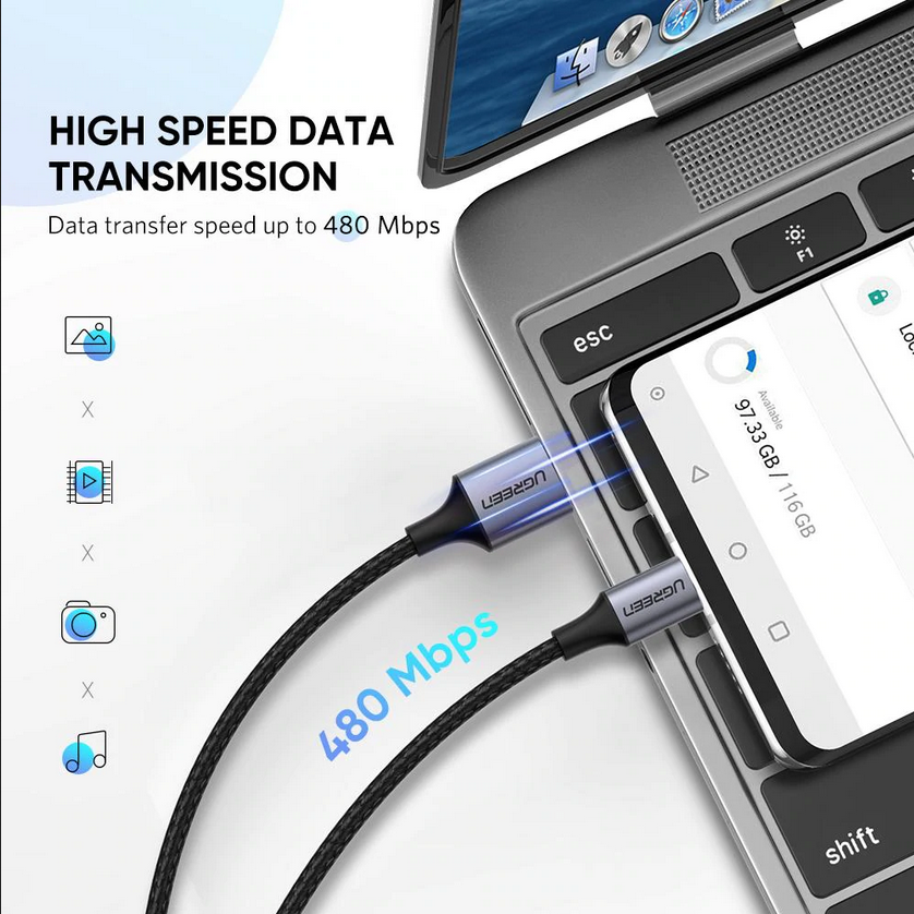 UGREEN USB C to A Quick Charging Cable (2 Meters)- 60128