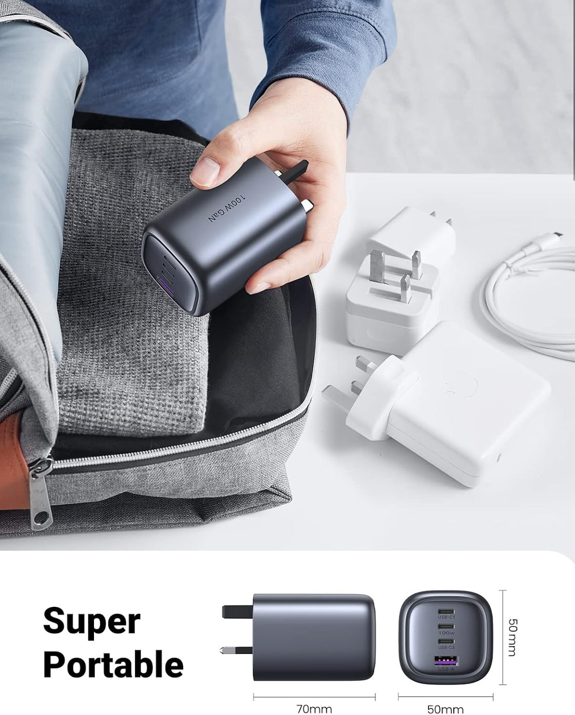 UGREEN Nexode 100W USB C GaN Charger-4 Port Wall Charger (45226)