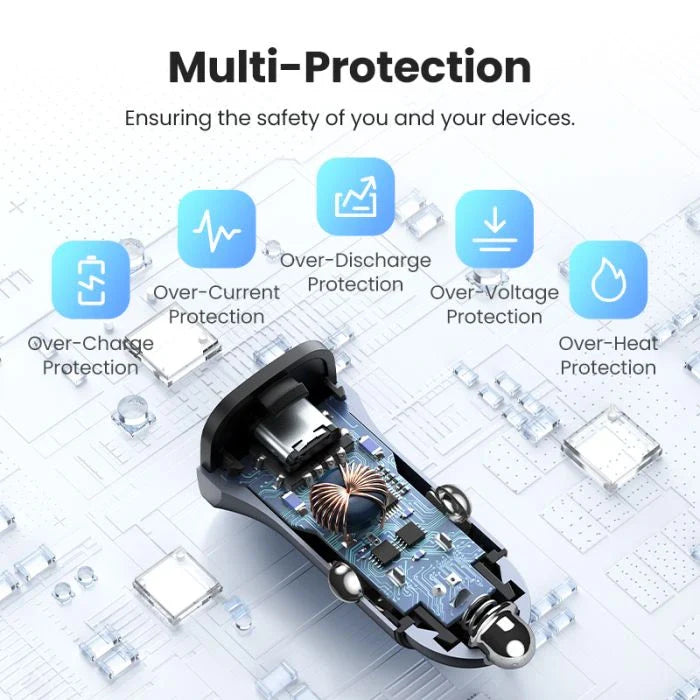 Ugreen 2 Port Fast Car Charger USB-A / USB-C 30W (40858)