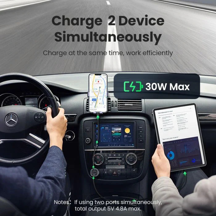 Ugreen 2 Port Fast Car Charger USB-A / USB-C 30W (40858)