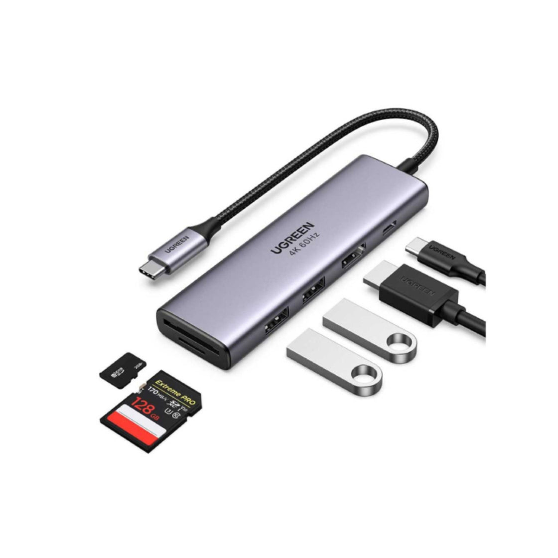 UGREEN USB C Hub 4K 60Hz, 6-in-1 USB C to USB Adapter (60384)