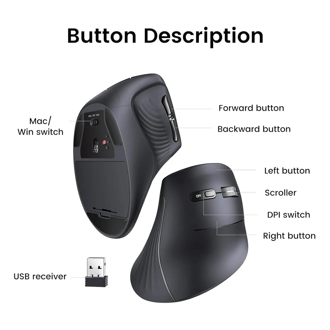 UGREEN Vertical Mouse Wireless (25444)