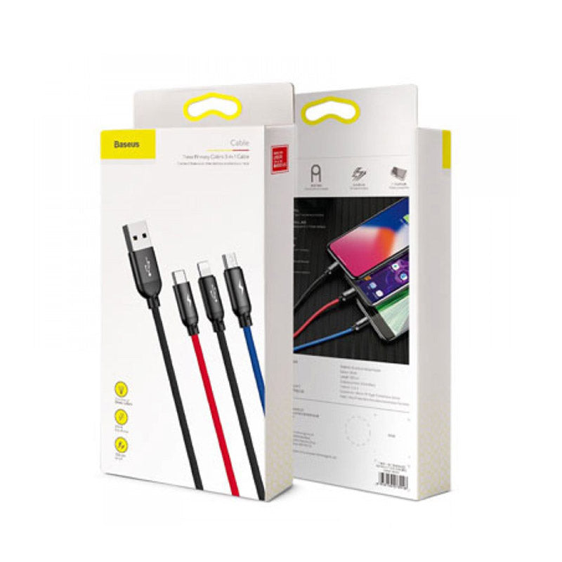 Baseus Three Primary Colors - 3 in 1 Cable - Micro, Lightning & Type C