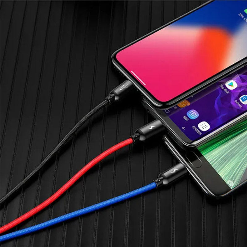 Baseus Three Primary Colors - 3 in 1 Cable - Micro, Lightning & Type C
