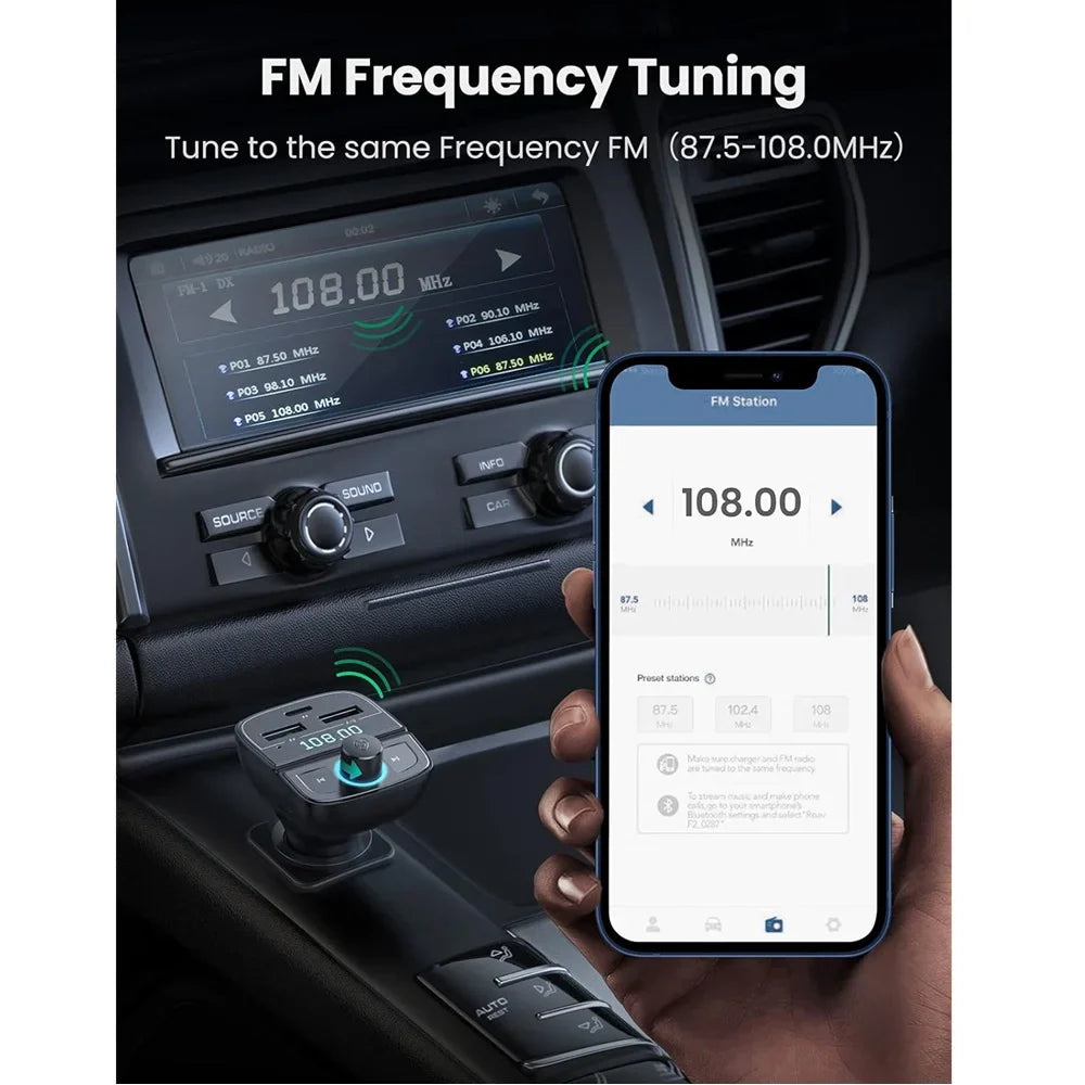 UGREEN Bluetooth FM Transmitter Car Charger (80910)